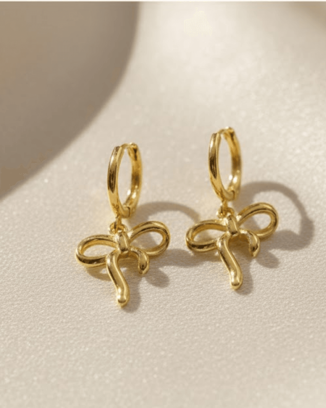 Dainty Bow Charm Hoop Earrings