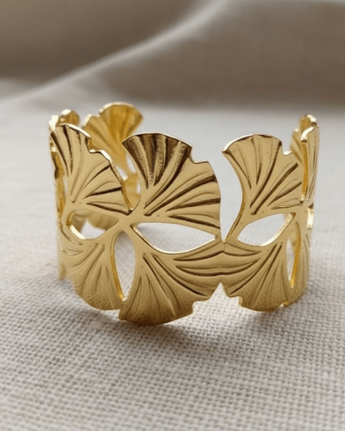 Ginkgo Leaf Statement Cuff Bracelet