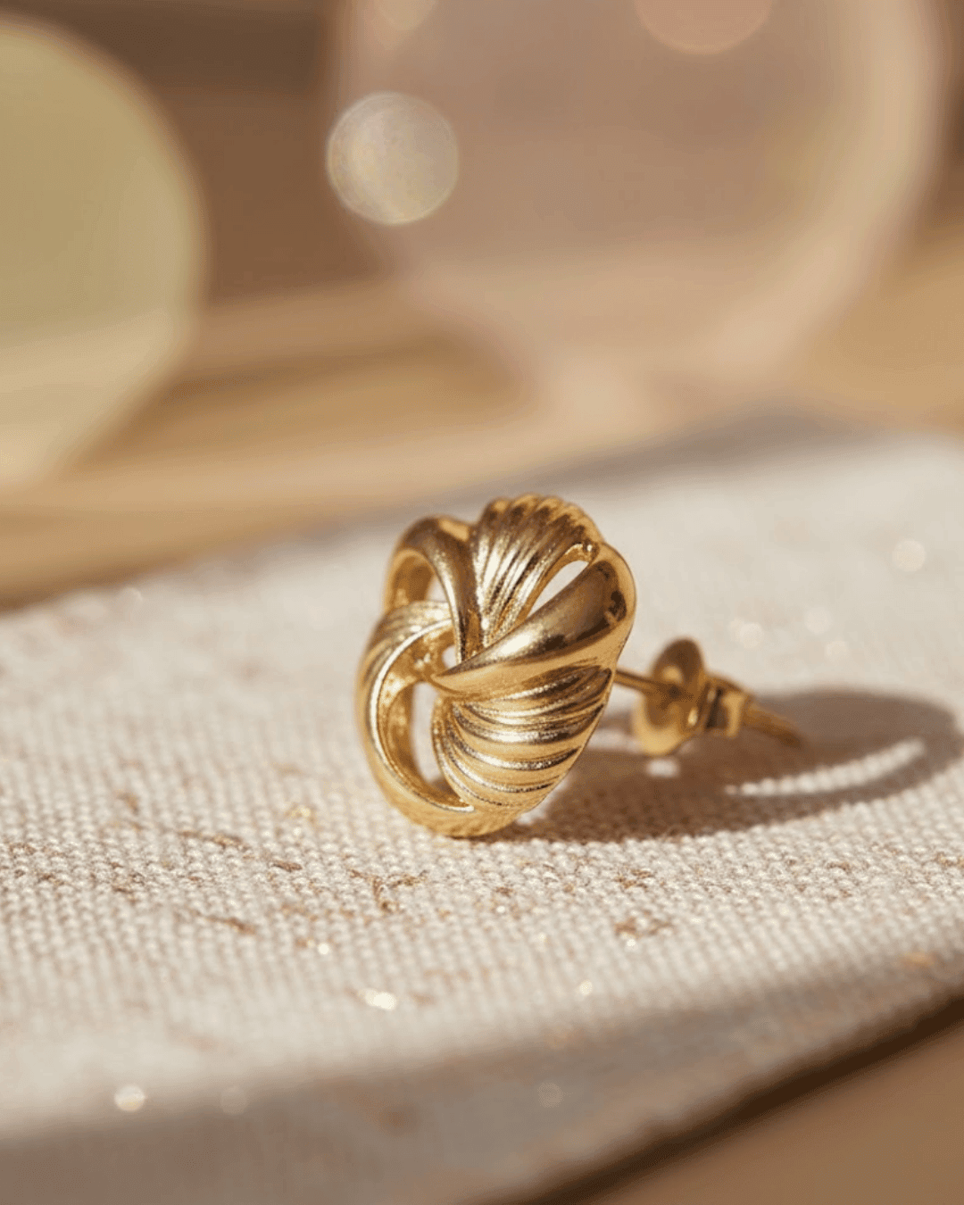 Vintage Gold Woven Swirl Stud Earrings