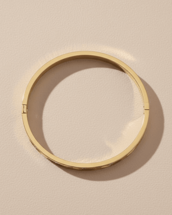 Engraved Wave Pattern Crystal Bangle