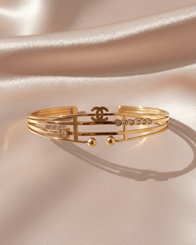Rose Gold Designer-Inspired Multi-Strand Crystal Bangle
