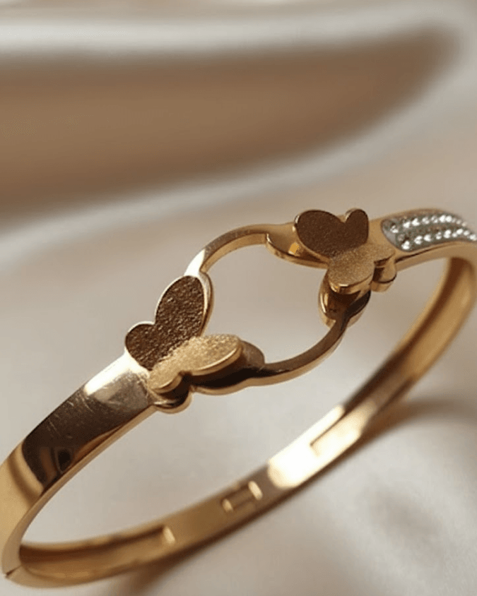 Rose Gold Butterfly Cuff Bangle 