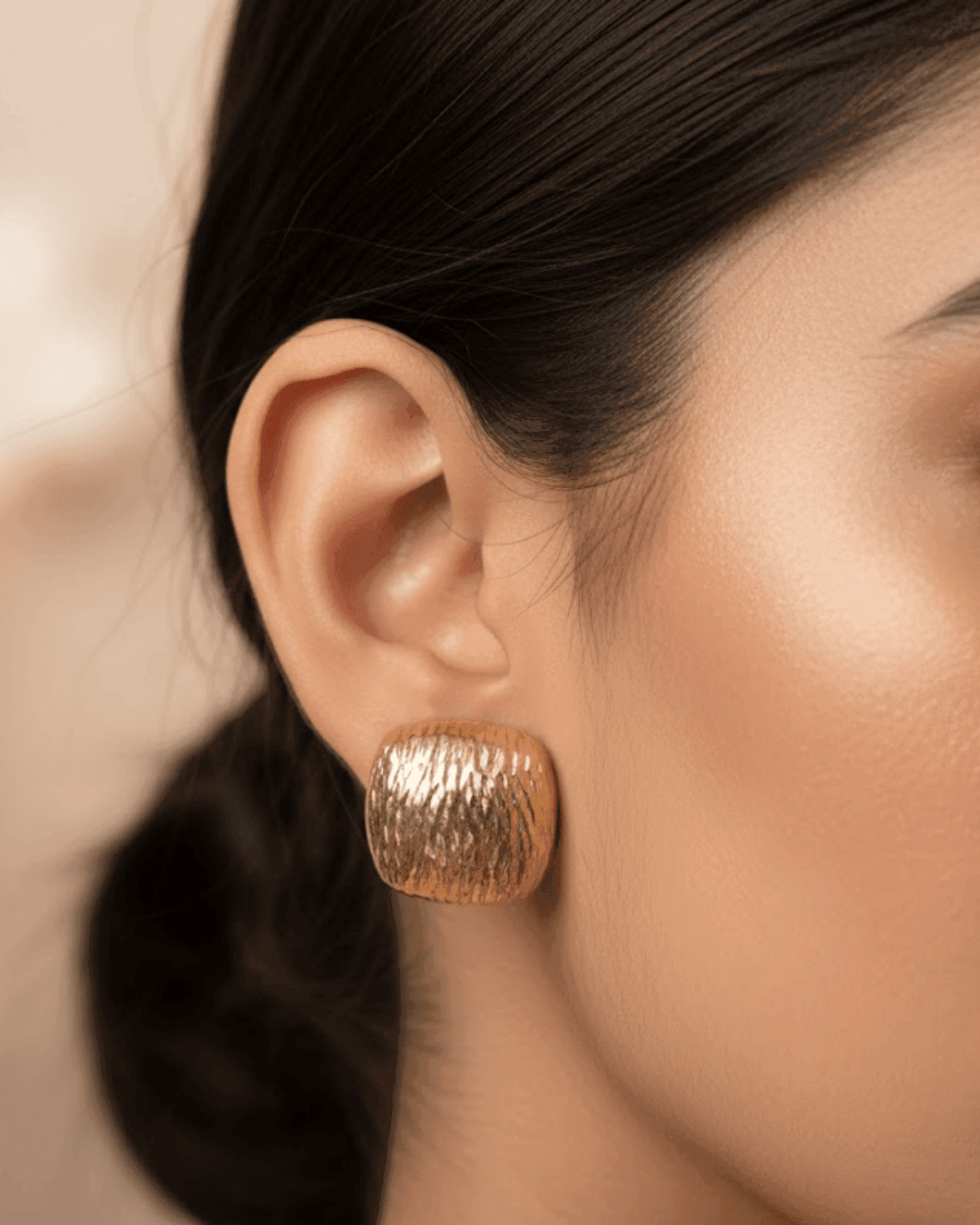 Textured Cushion Square Stud Earrings