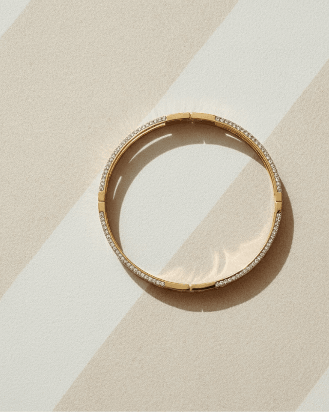 Rose Gold-Tone Crystal-Paved Screw Motif Bangle