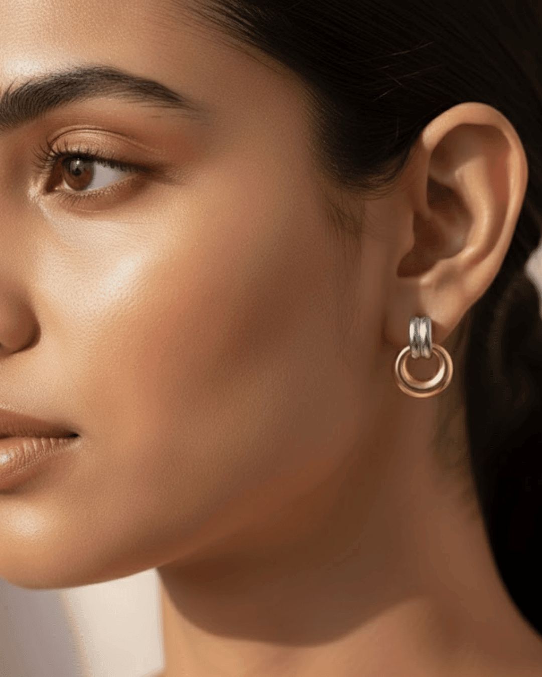 Two-Tone Statement ""Door Knocker"" Hoop Earrings 